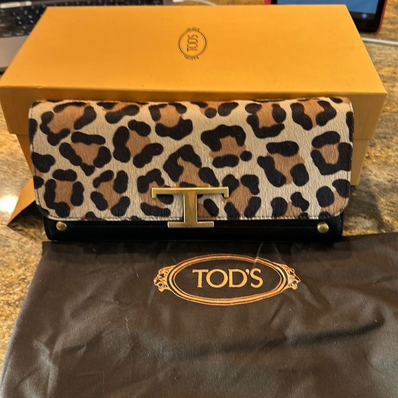 NWT Tod’s shoulder clutch leopard brown bag - Picture 3 of 9